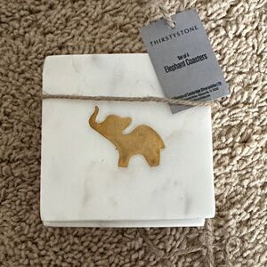 Coasters Thirstystone Gold Elephant White Coasters